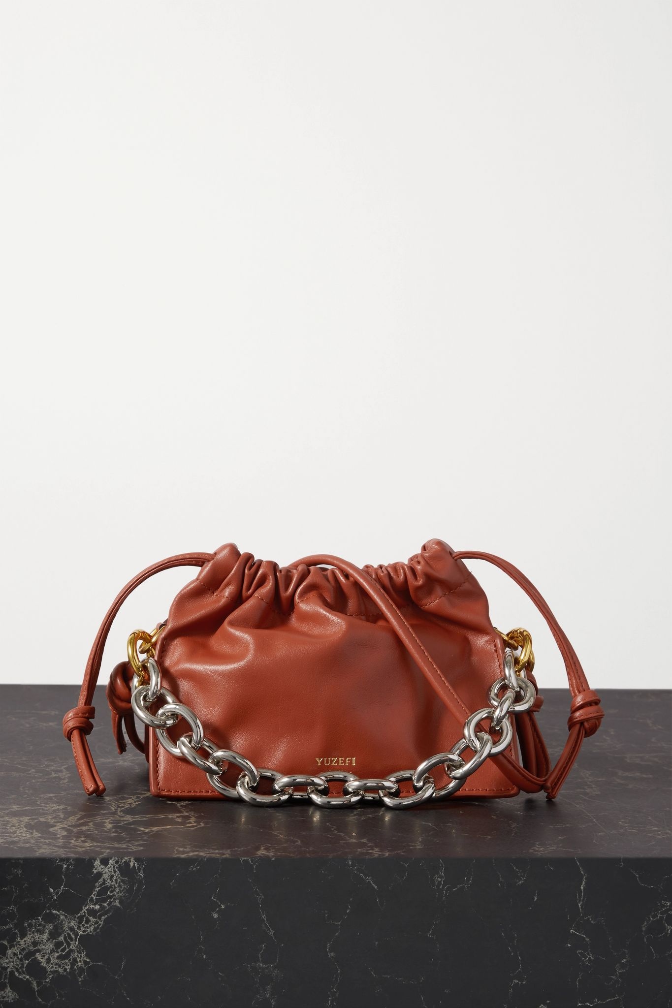 Bom mini chain-embellished leather tote - 1