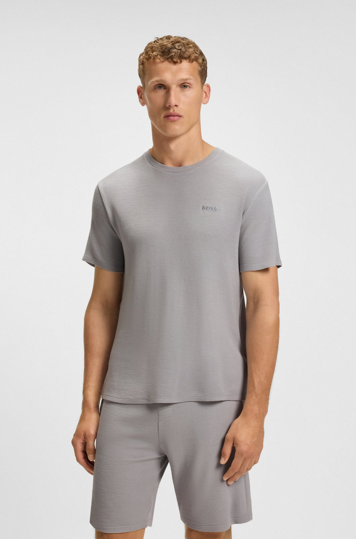 STRETCH-JERSEY PAJAMA T-SHIRT WITH EMBROIDERED LOGO - 2
