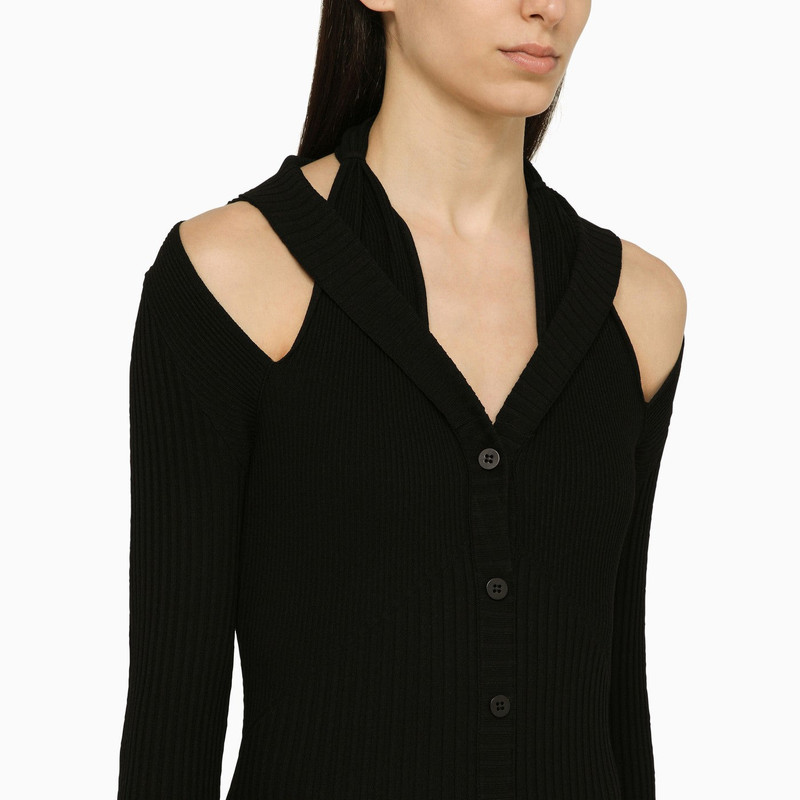 Black ribbed mini dress with cut out 4