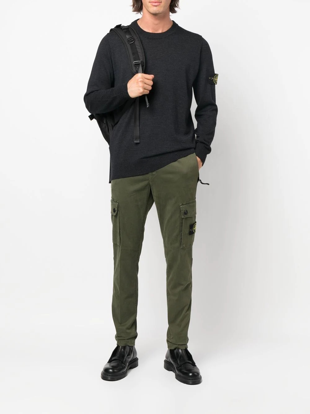 Compass-patch cargo trousers - 2