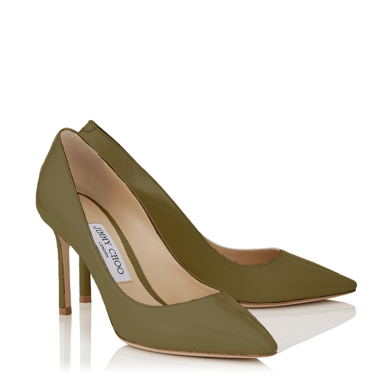 Romy 85 Caper Green Patent Leather Pumps 2