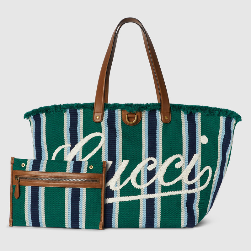 Large embroidered canvas tote bag 6