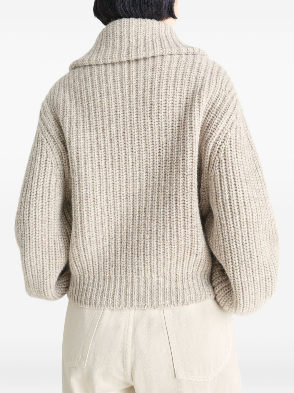 ribbed high-neck zip cardigan - 4