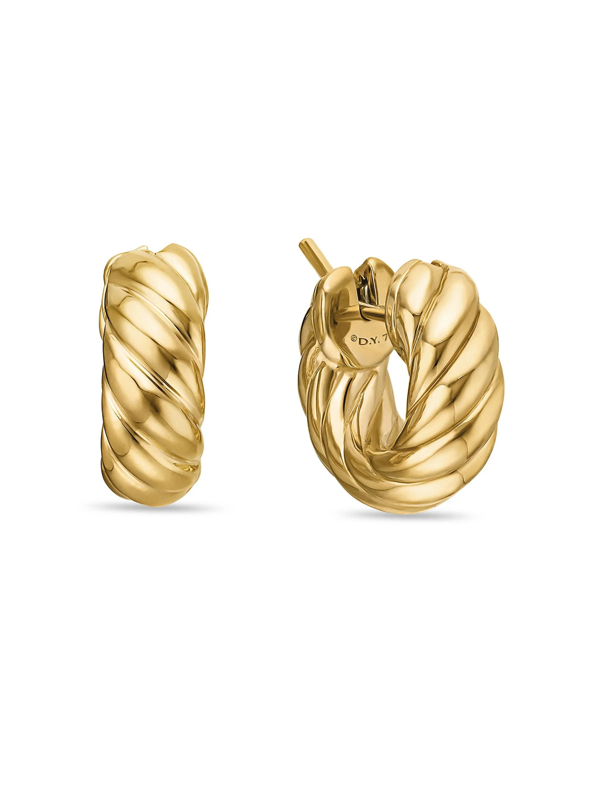 Women's Sculpted Cable Hoop Earrings in 18K Yellow Gold, 14.4MM - Gold - 1