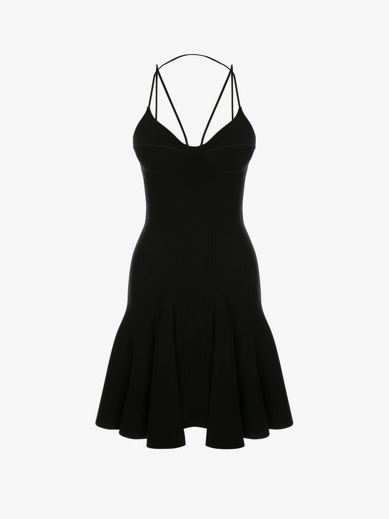 Fluted Mini Dress in Black 1