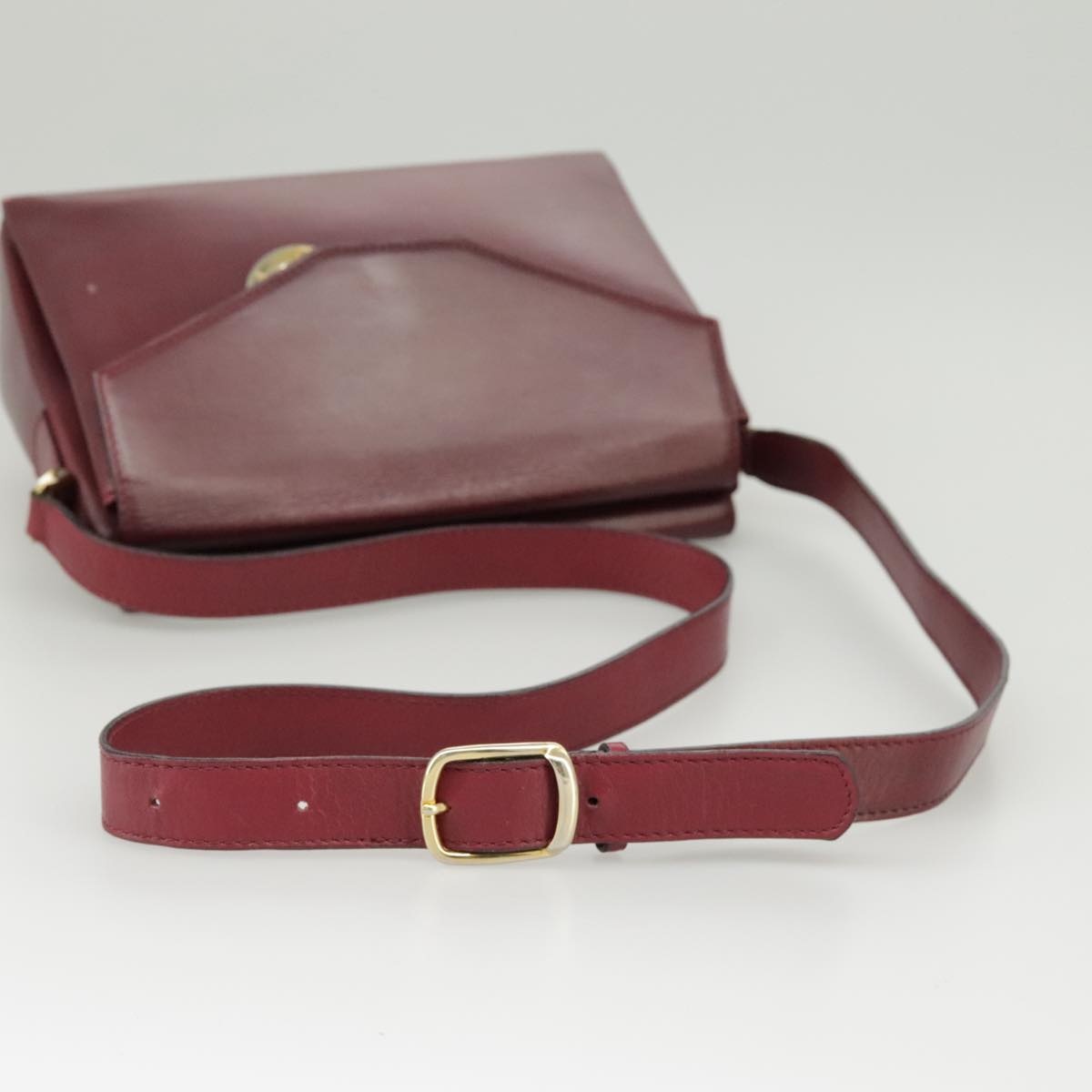 CELINE Shoulder Bag Leather Wine Red Gold - 7