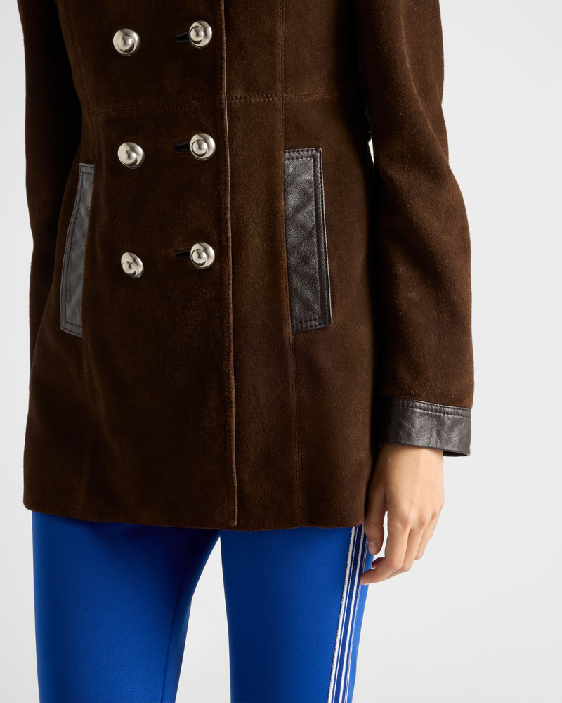 Double-breasted suede caban jacket 4