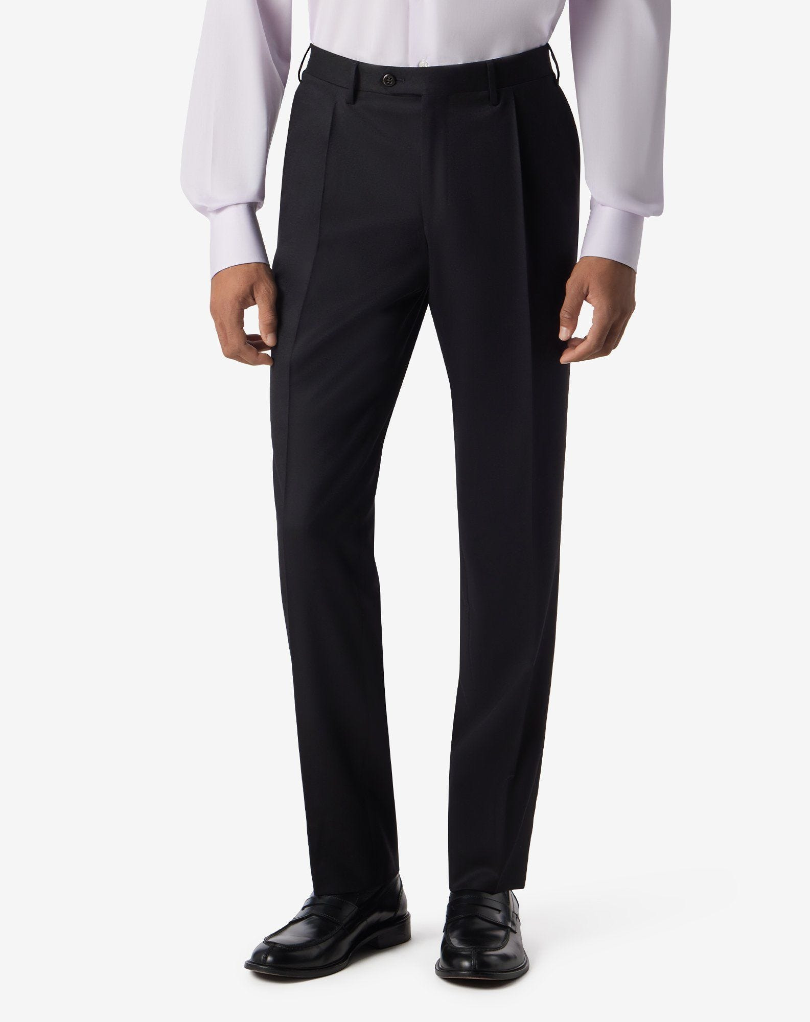 Black 1 pleated pure wool trousers - 2