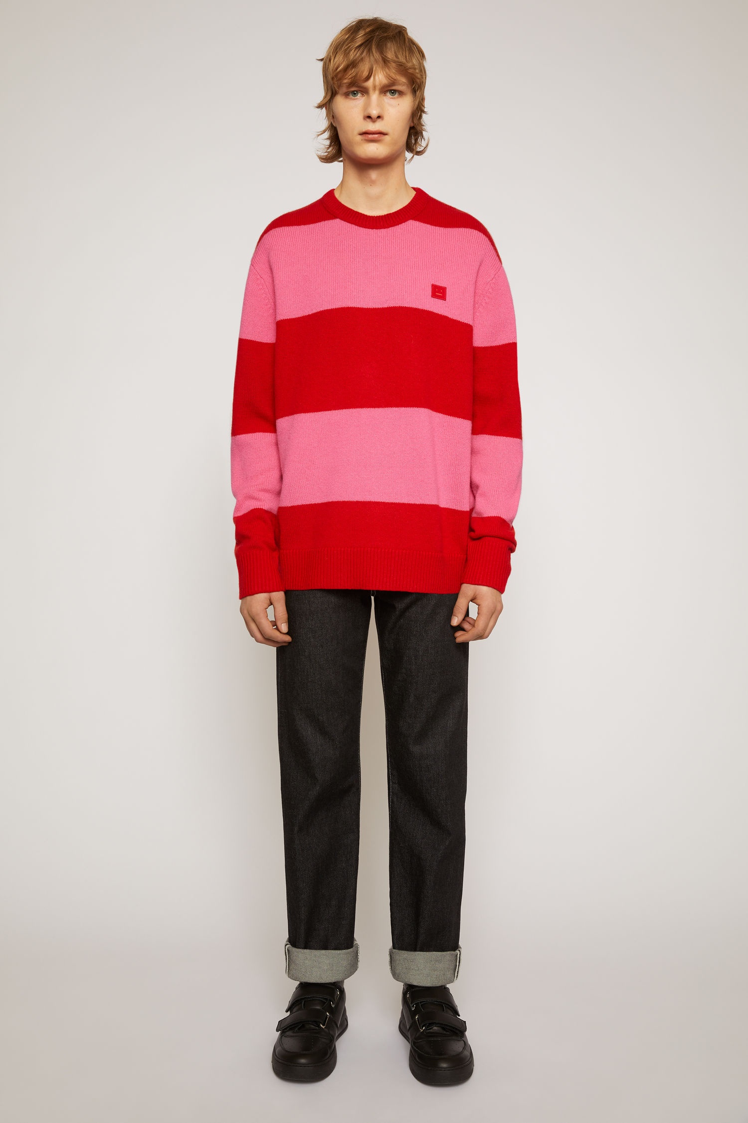 Block stripe sweater red/bubblegum pink - 2