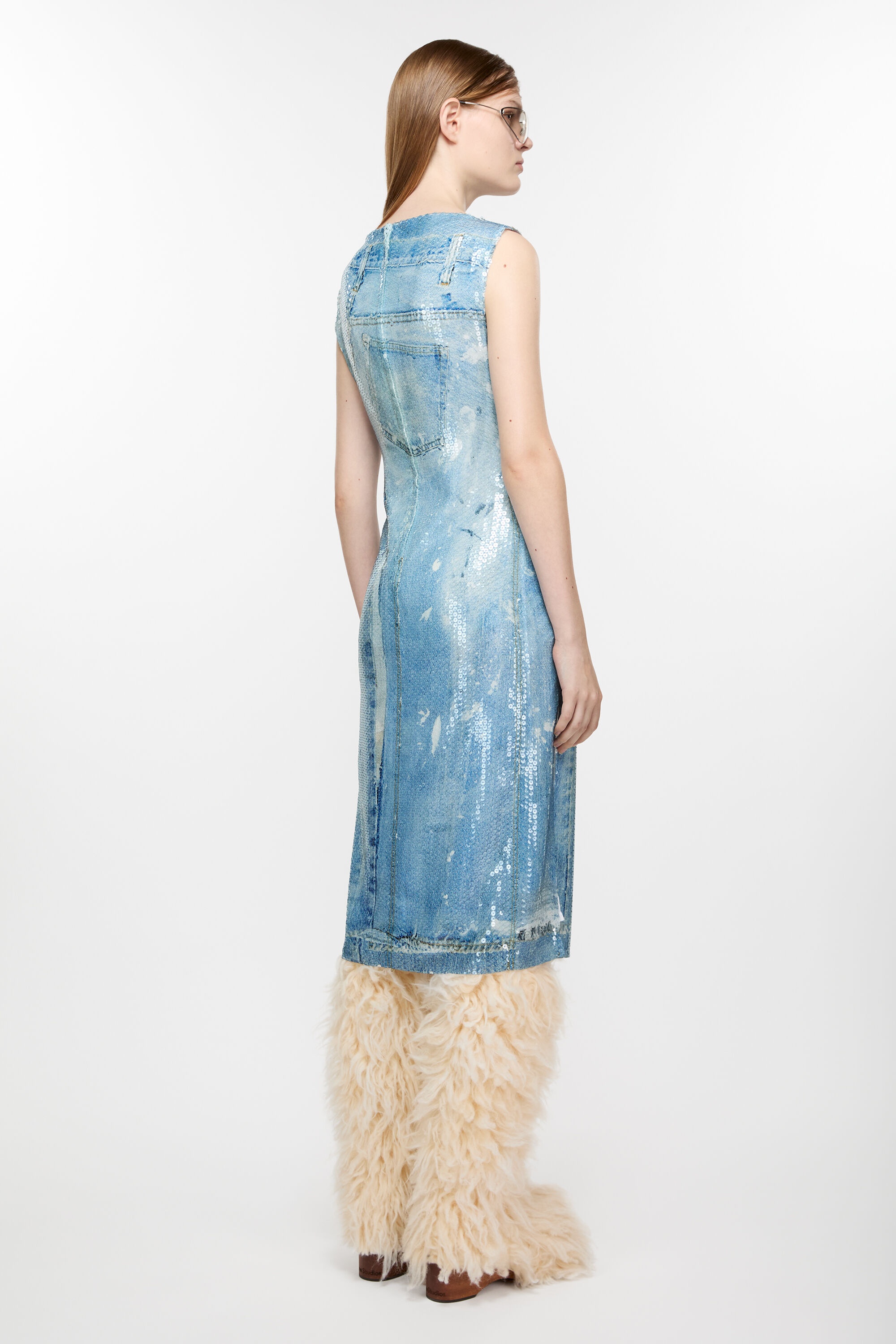 Printed sequin dress - Mid blue - 3