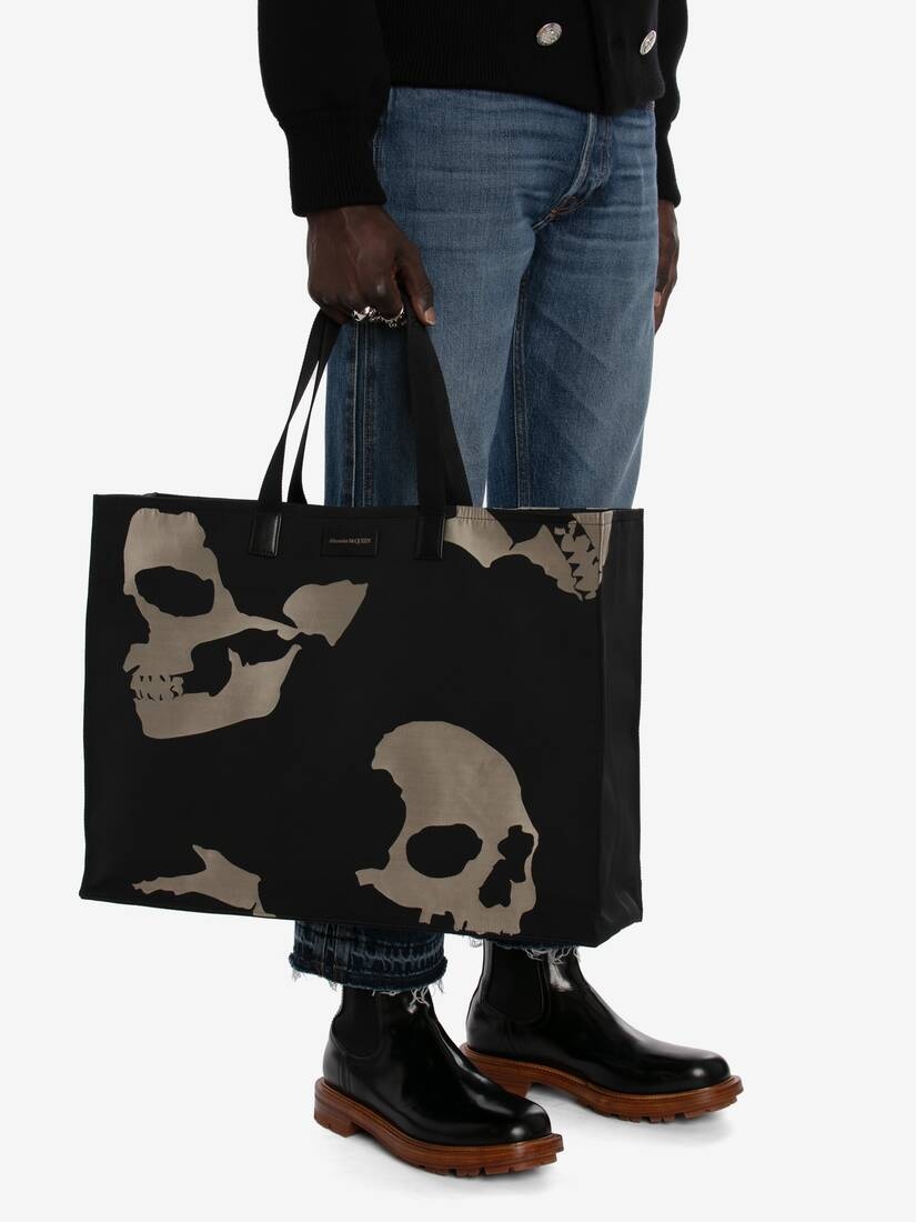 Camouflage Skull East West Tote in Black/off White - 5