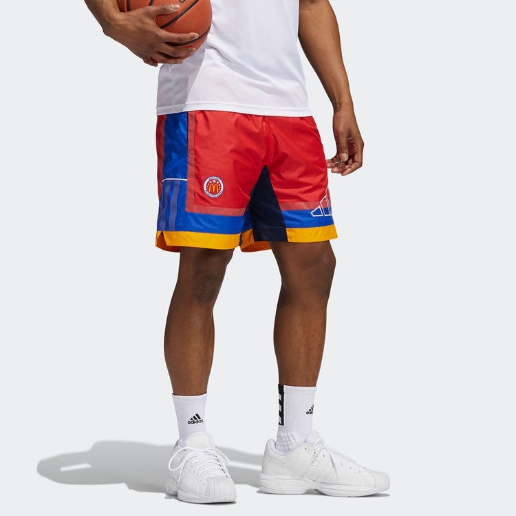 Men's adidas Basketball Sports Fluorescence Red Shorts H16552 - 4