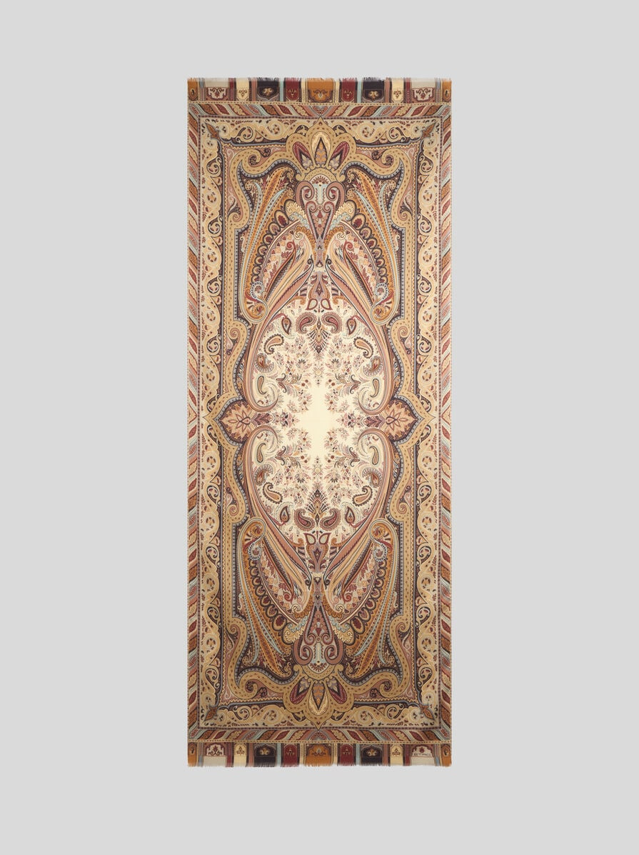 CASHMERE AND SILK SCARF WITH PLACED PRINT - 2