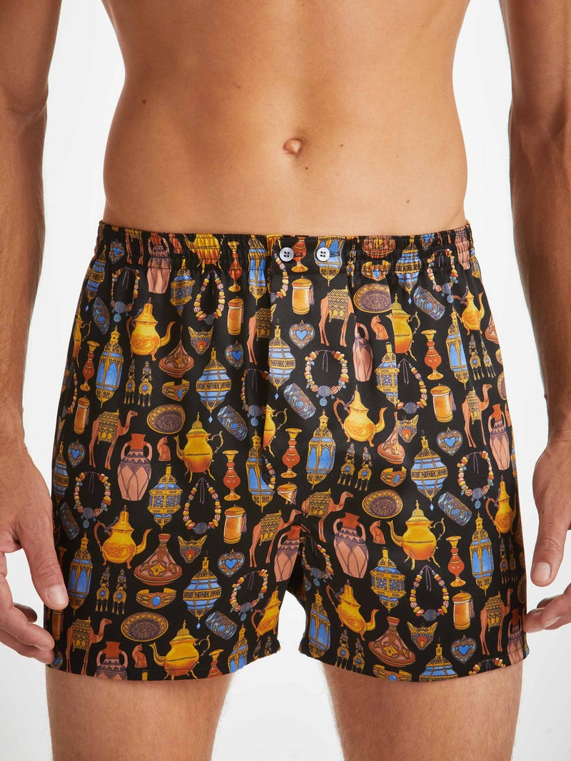 Men's Classic Fit Boxers Brindisi 100 Silk Satin Black 5