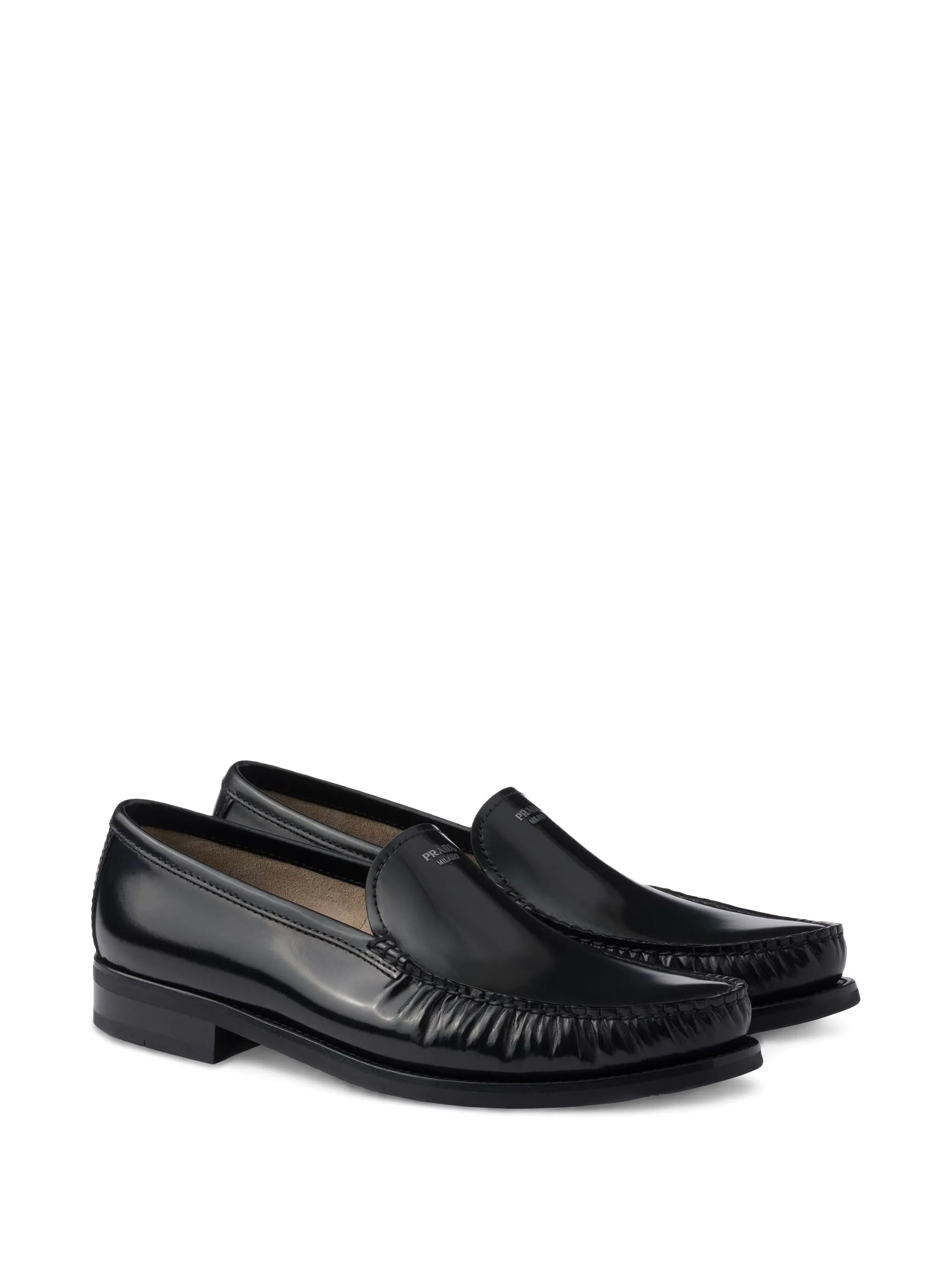 Prada Brushed-leather Loafers - 3