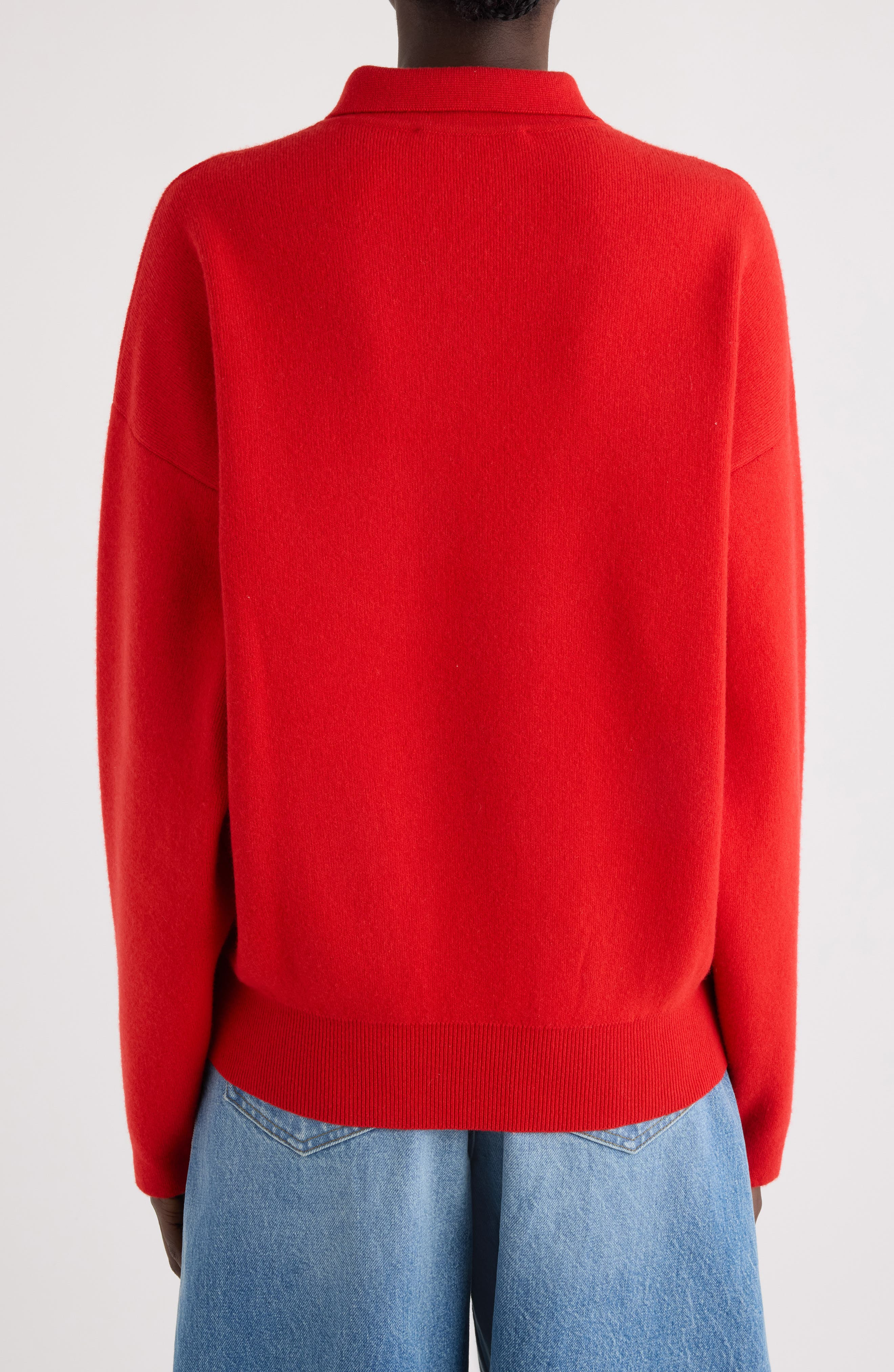 Jacquemus La Maille Vareuse Pallone Merino Wool & Cashmere Polo Sweater in Red at Nordstrom - 3