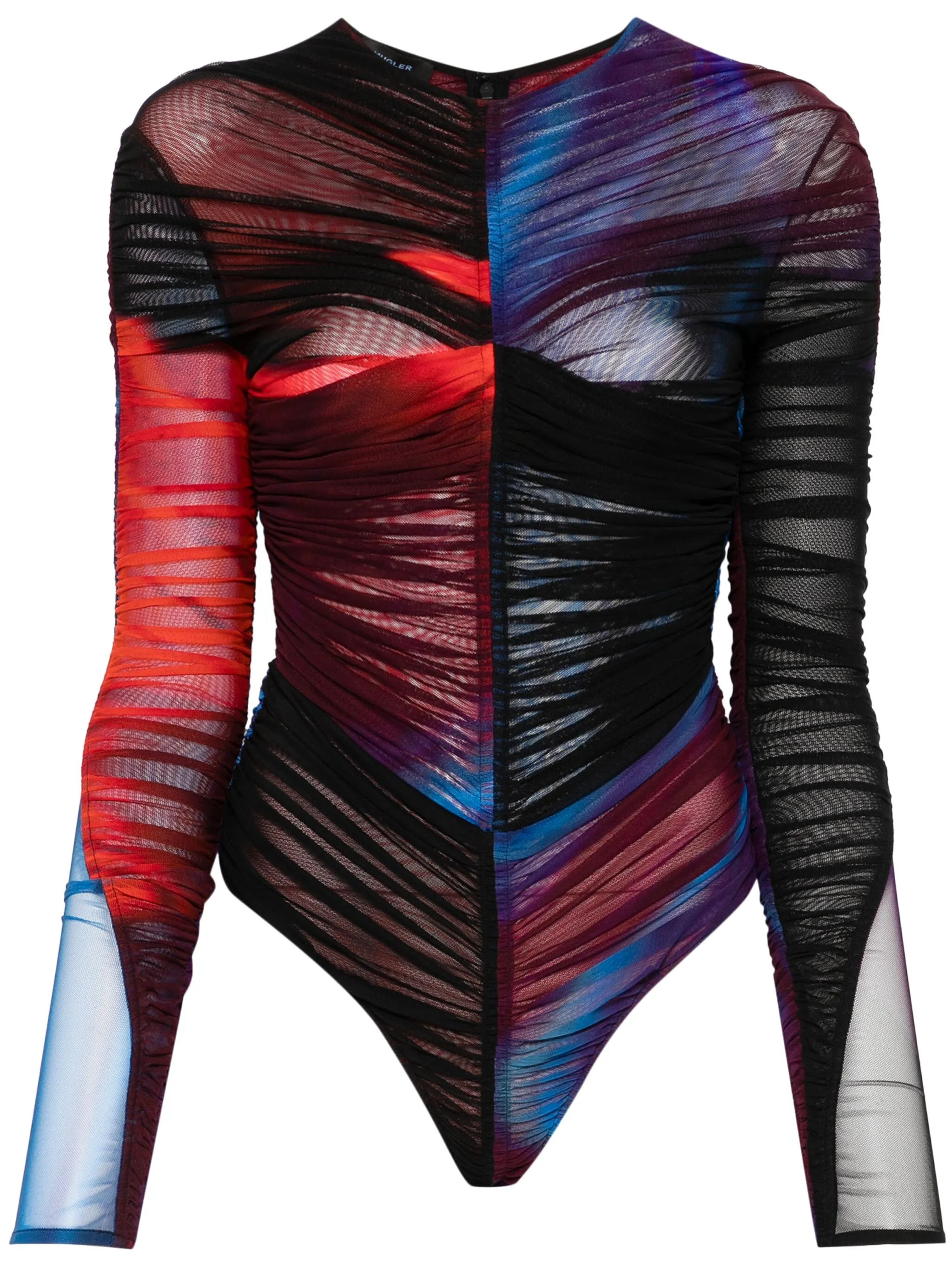 ruched mesh bodysuit - 1