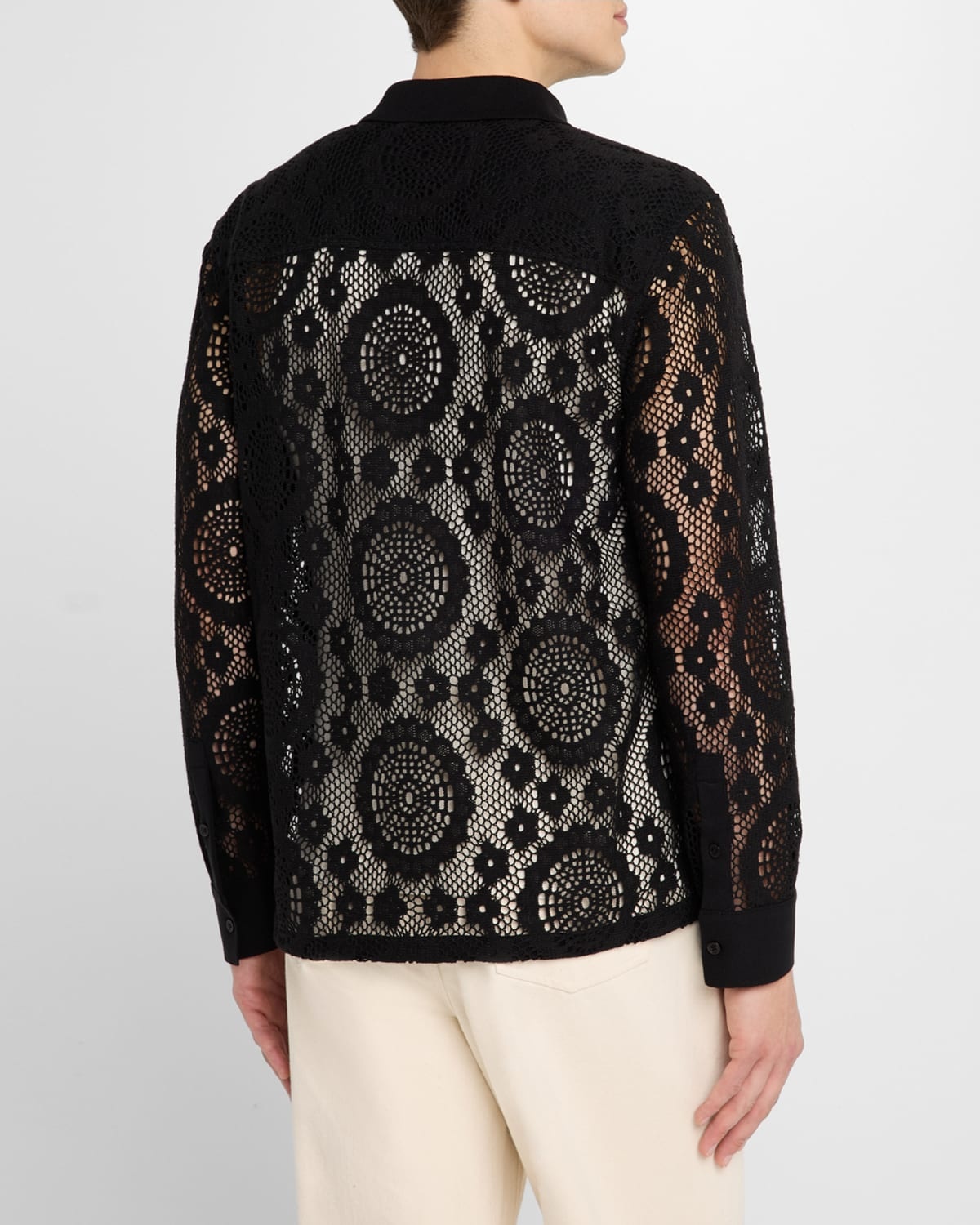 Men's Lace Button-Down Shirt - 3