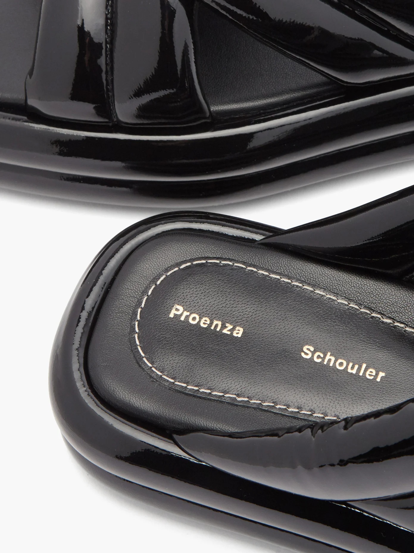 Padded patent-leather slides - 6