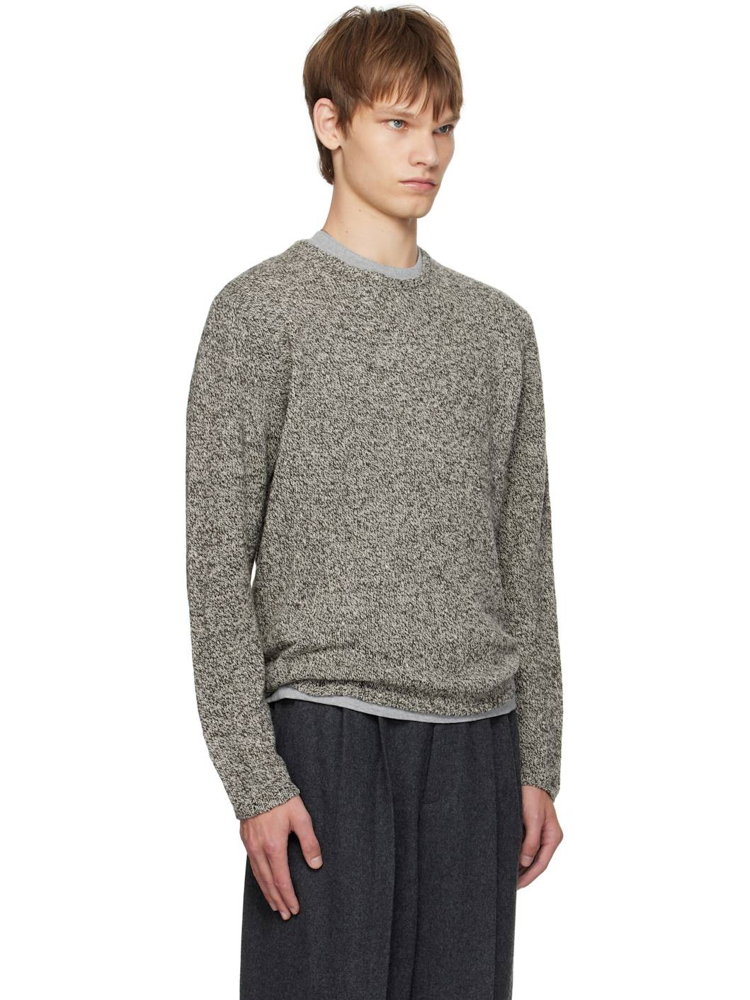 Black & White Airy Silk Wool Knit Sweater - 2