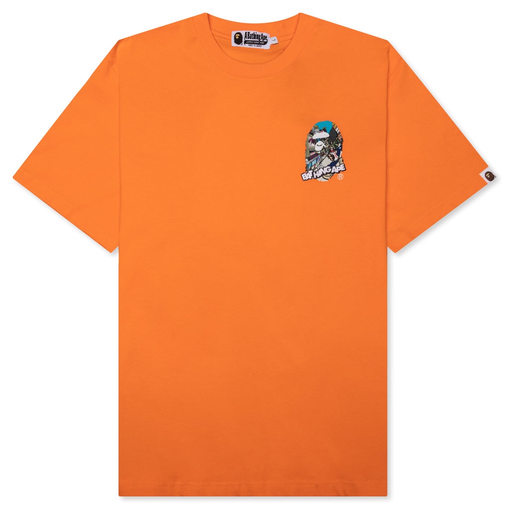 COMIC ART APE HEAD RELAXED FIT TEE - ORANGE - 1