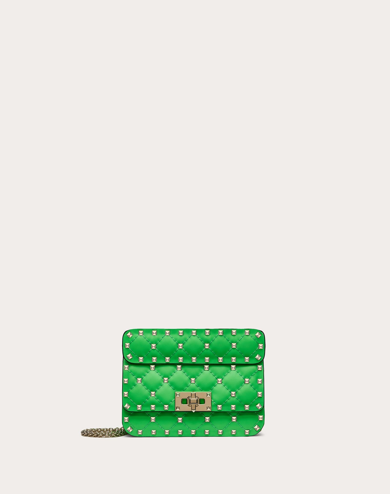 Mini Rockstud Spike fluo calfskin leather bag - 1