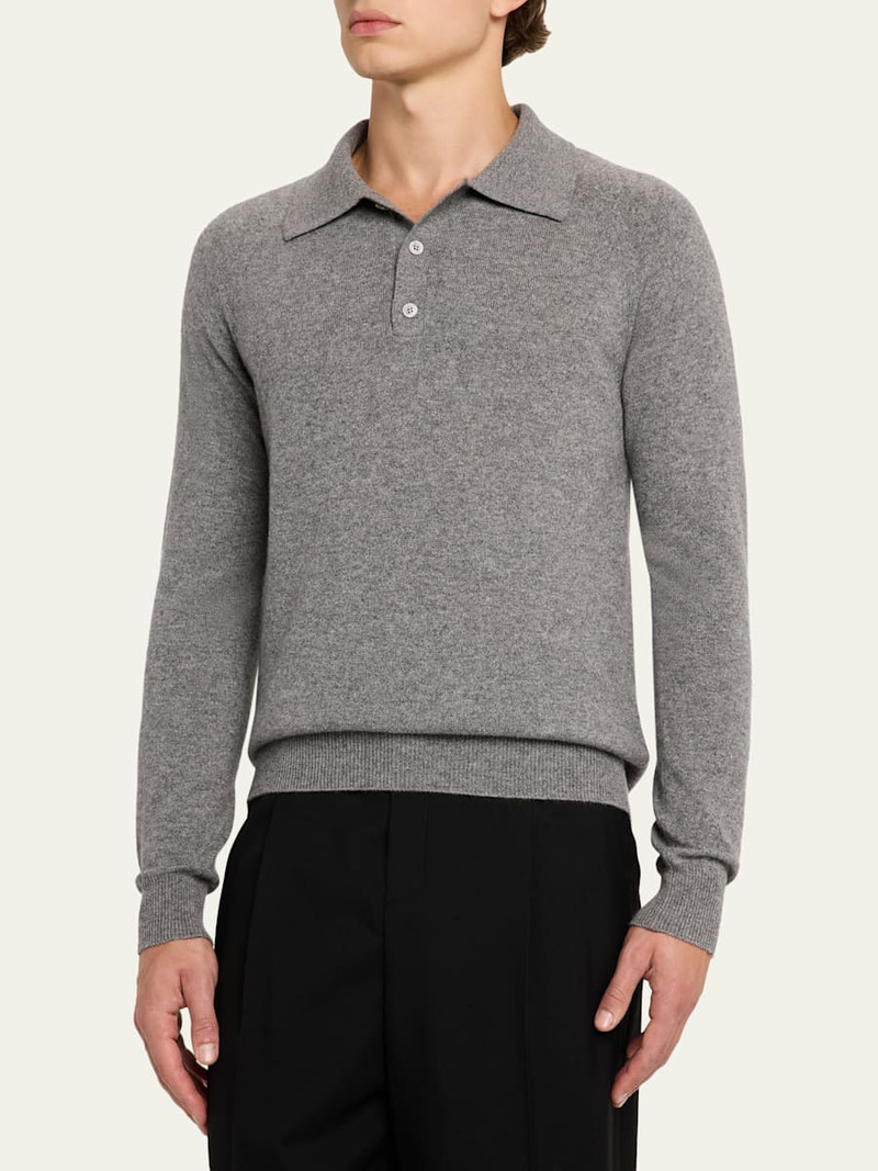 SAINT LAURENT Men's Cashmere Knit Polo Sweater outlook