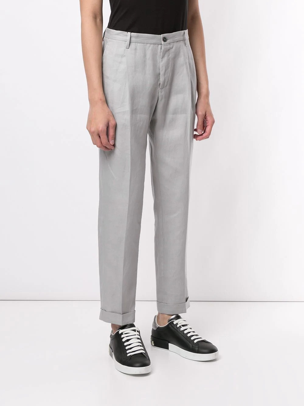 straight-leg linen trousers - 3