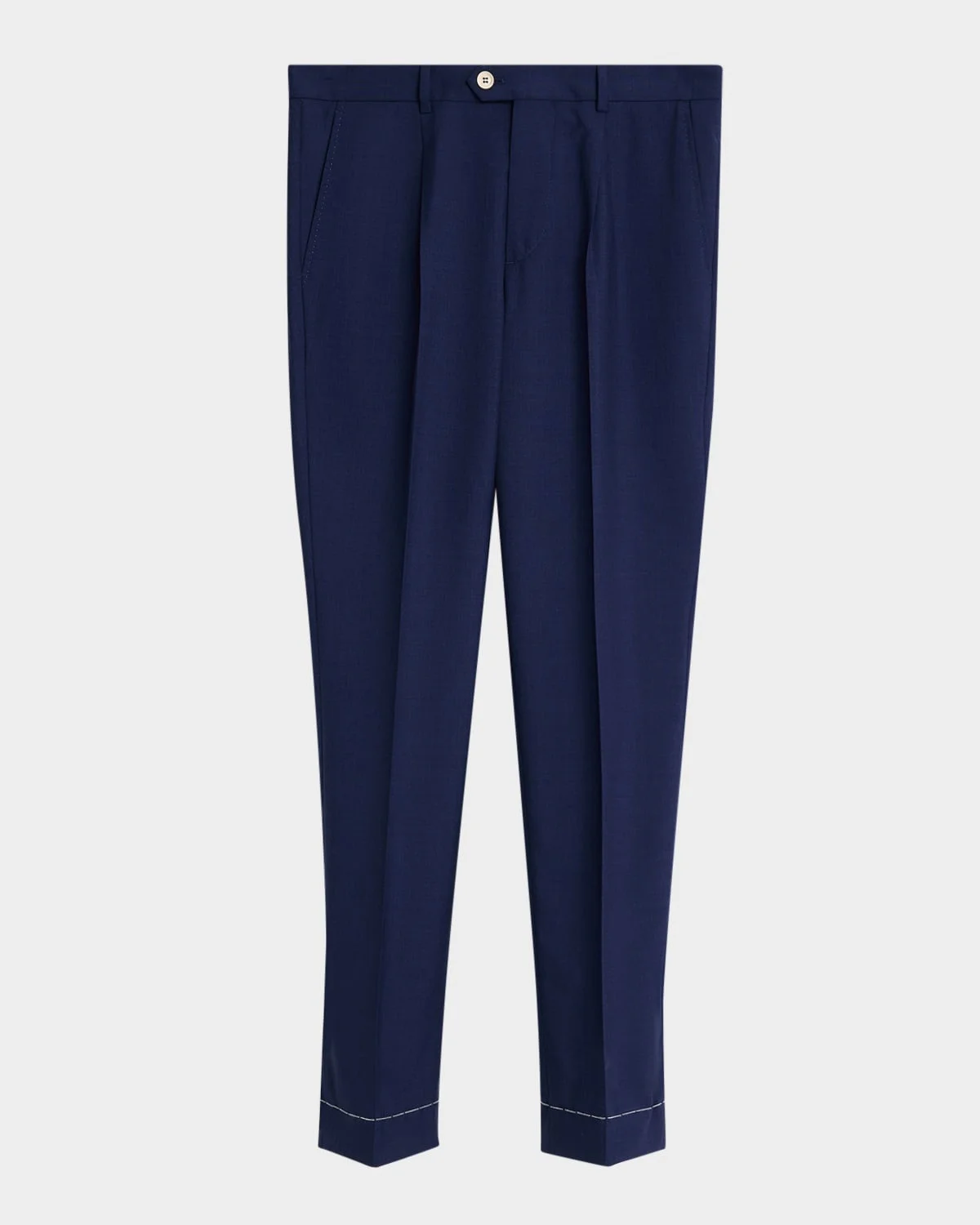 Men's Virgin Wool Leisure-Fit Pleated Trousers - 1