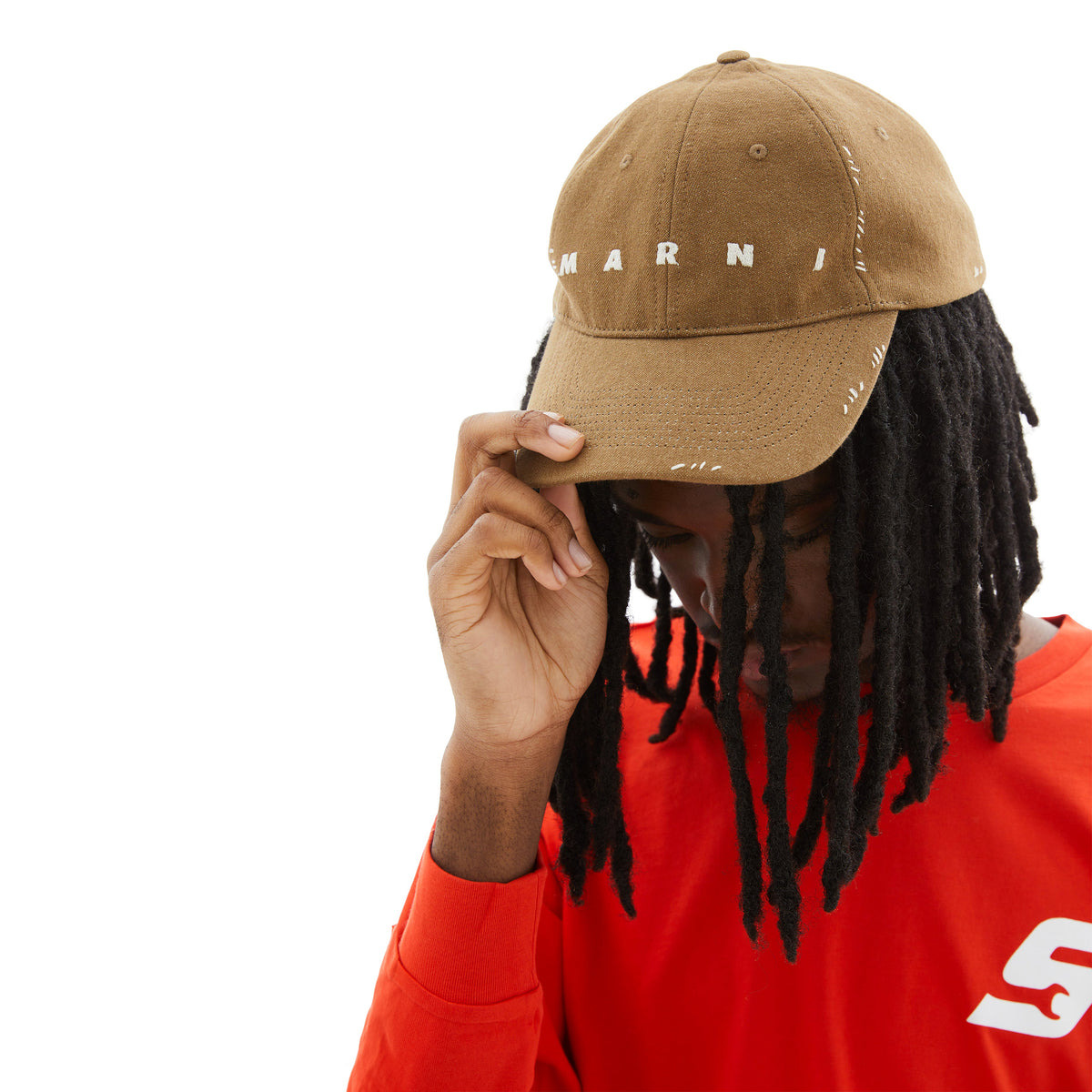 LOGO STITCHED BASEBALL CAP (BEIGE) - 4