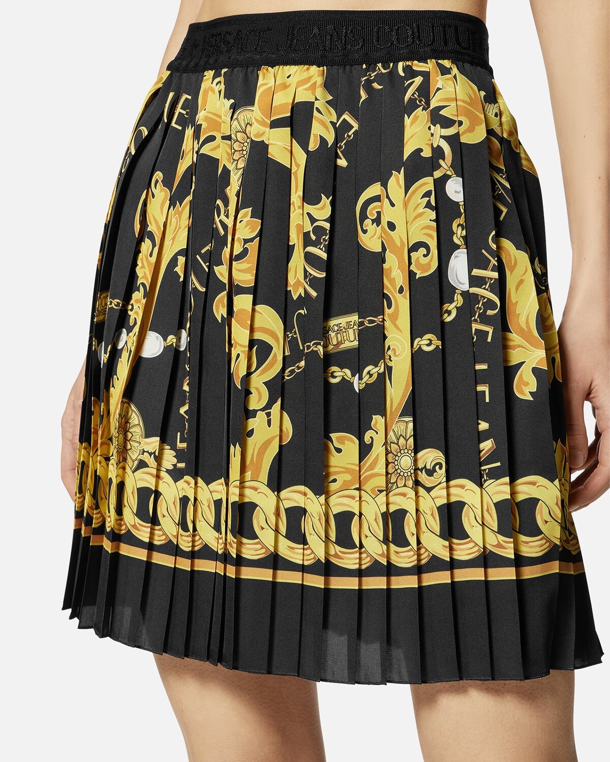 Chain Couture Pleated Mini Skirt - 5