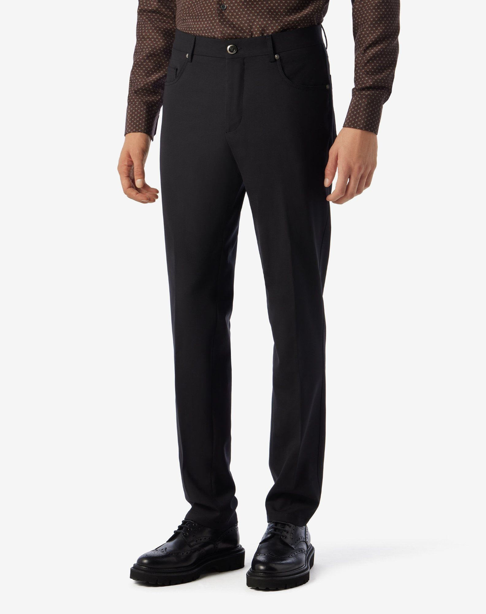 Black cotton and cashmere 5-pockets trousers - 2