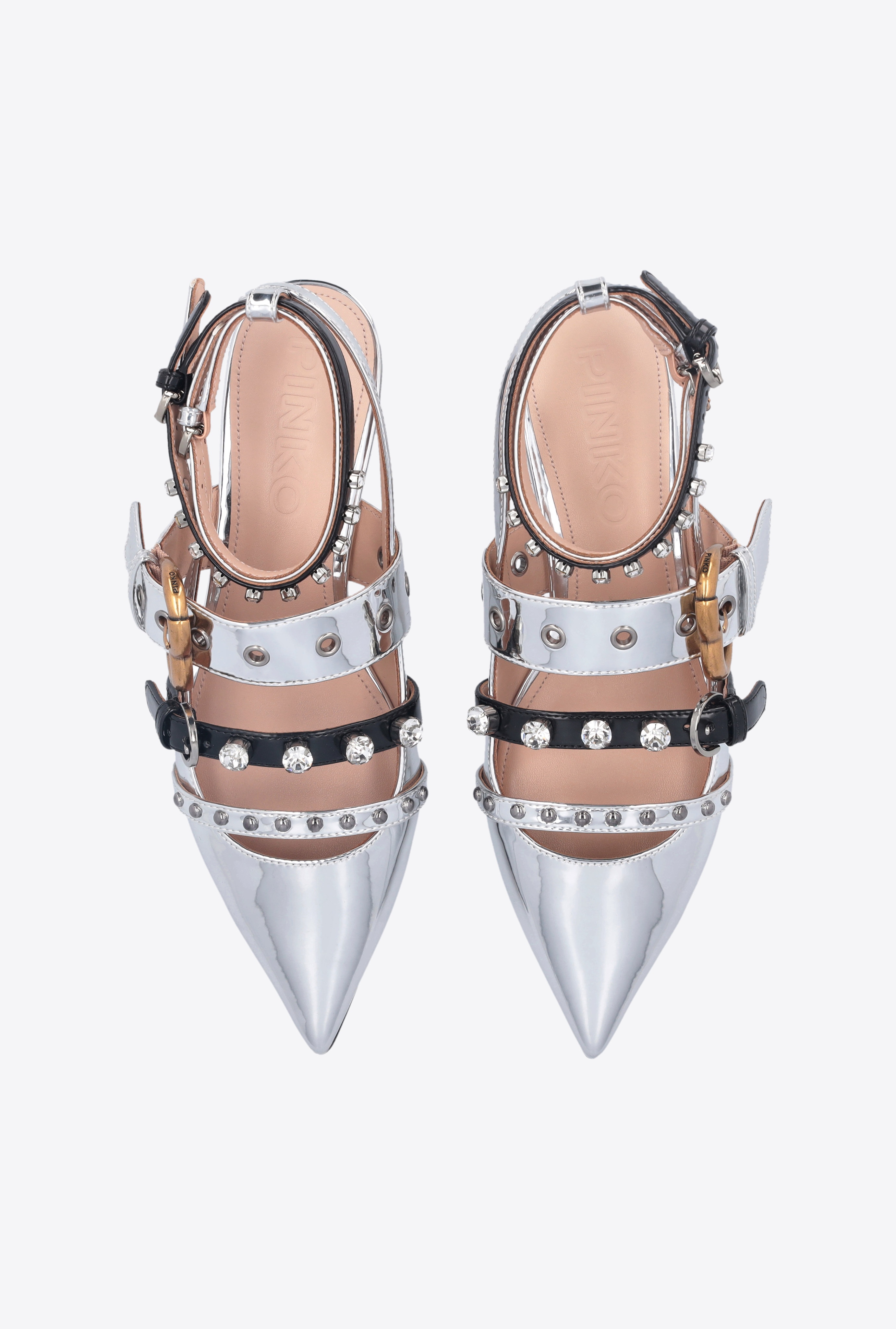 LAMINATED POINTED-TOE SLINGBACKS WITH RHINESTONES - 8