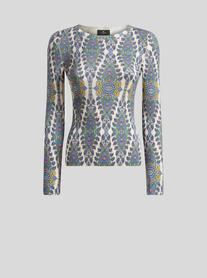 SILK-BLEND MEDALLION AND PAISLEY SWEATER 1