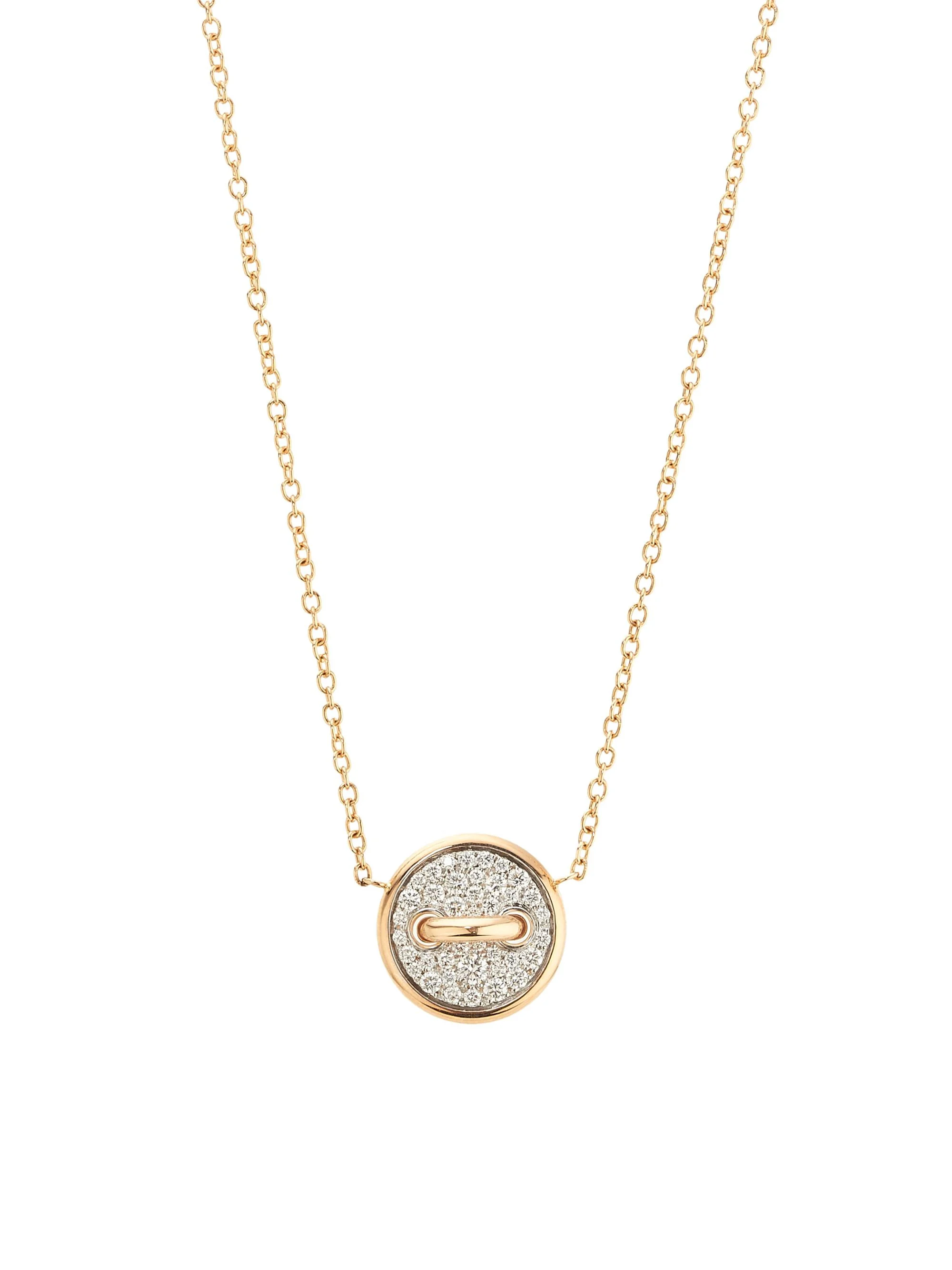 Women's Pom Pom Dot 18K Rose Gold & 0.40 TCW Diamond Button Pendant Necklace - Rose Gold - 1