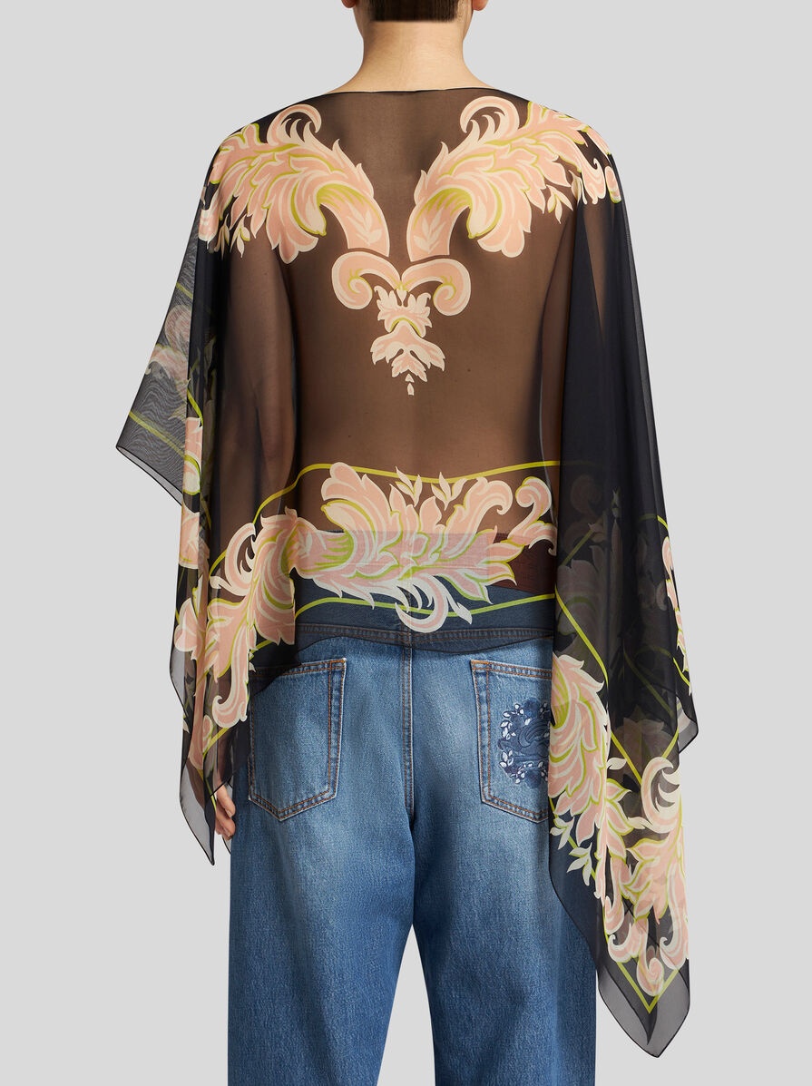 PRINTED SILK PONCHO - 4