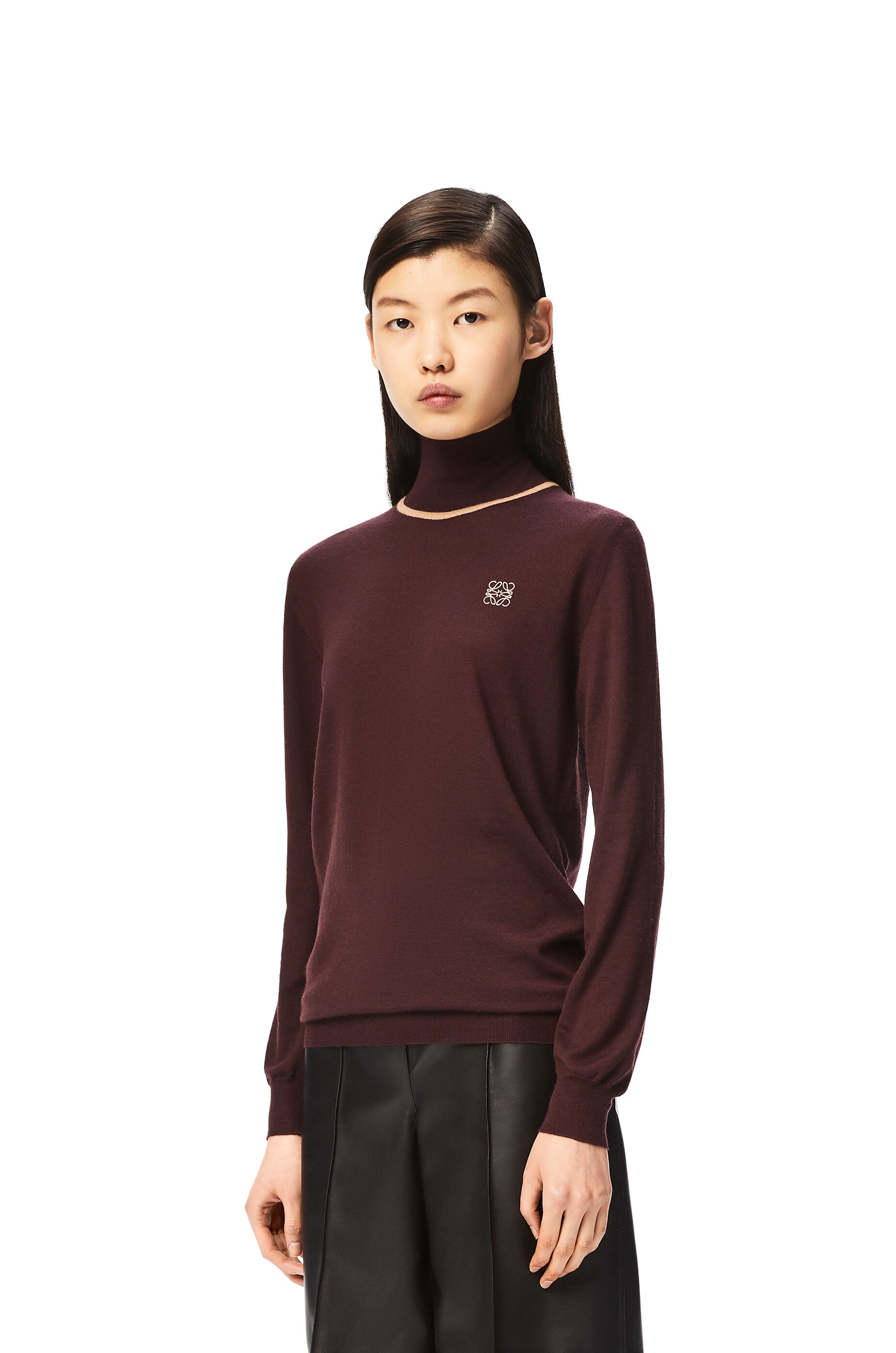 Anagram embroidered high neck sweater in cashmere - 3