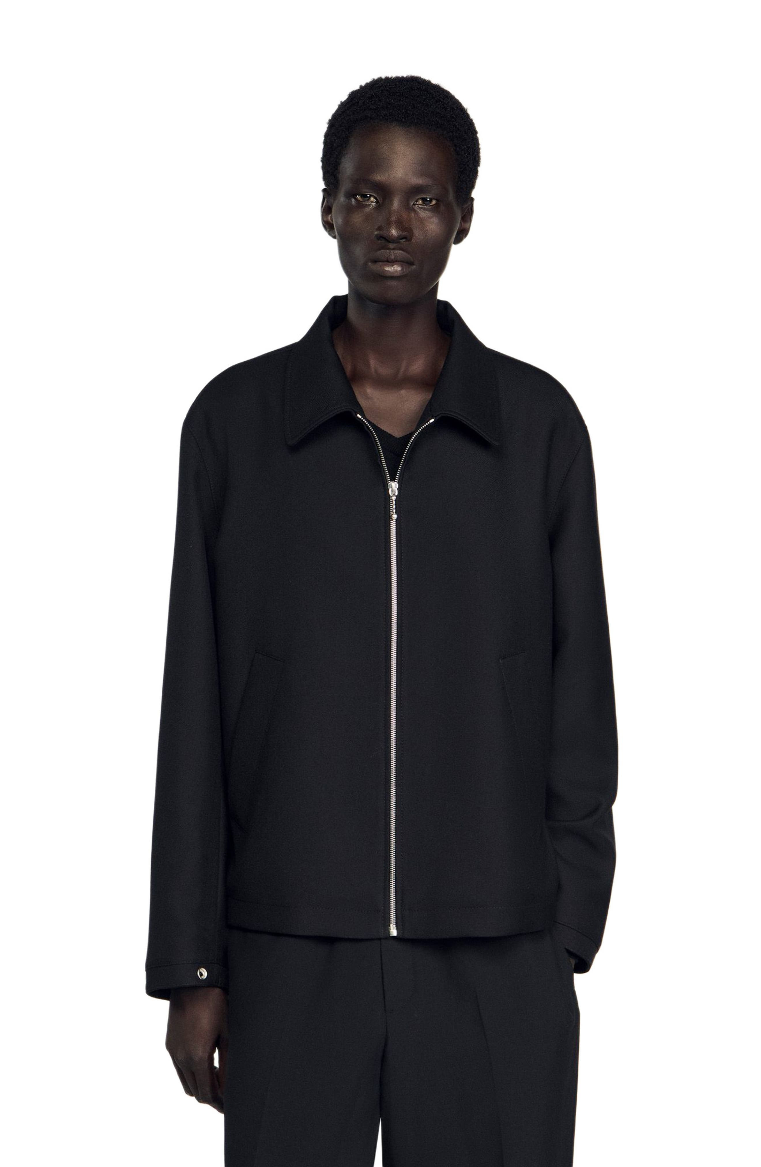 SANDRO Zip-up jacket in Black at Nordstrom - 4