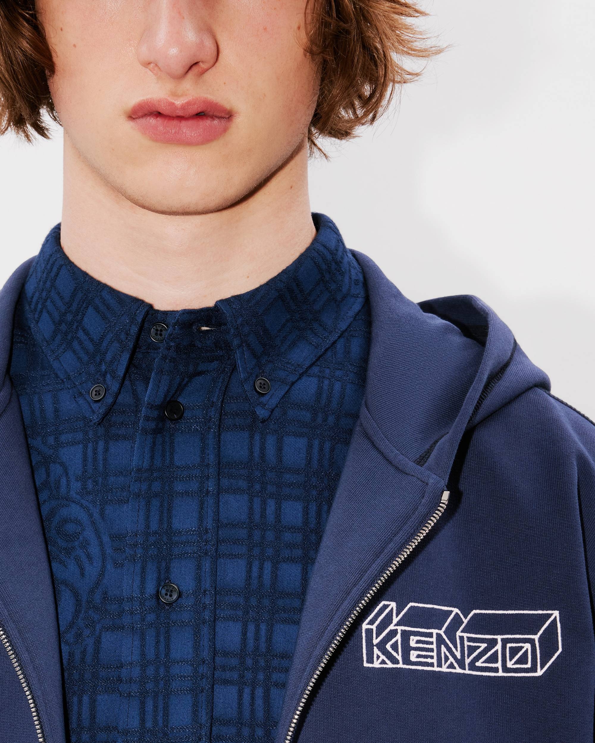 KENZO 'KENZO Kube' embroidered zipped hoodie | REVERSIBLE