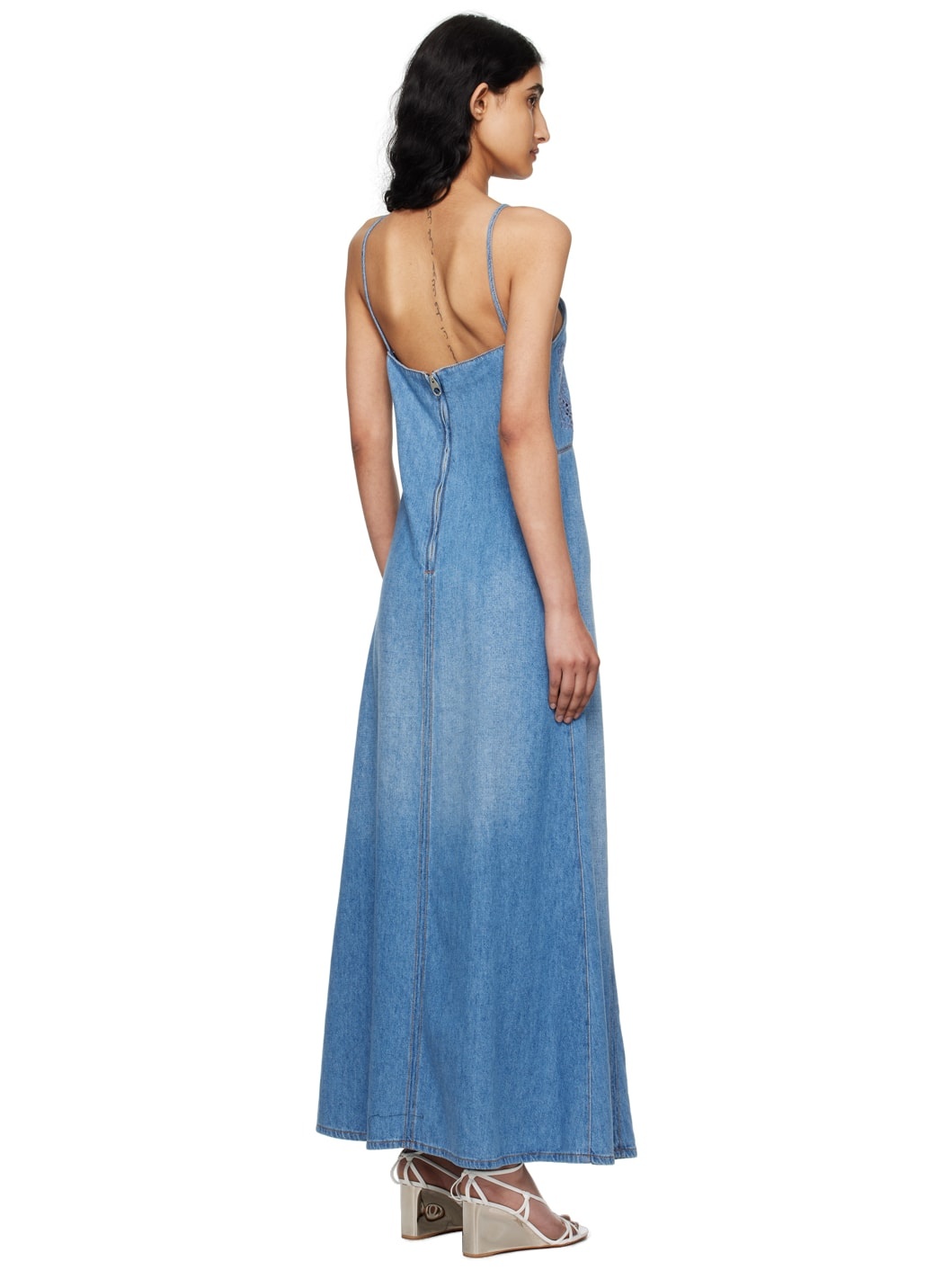 Blue Flare Denim Maxi Dress - 3