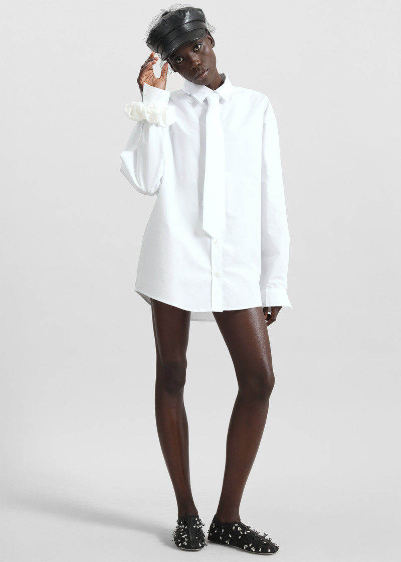 Perna Tie Neck Shirt - White 4
