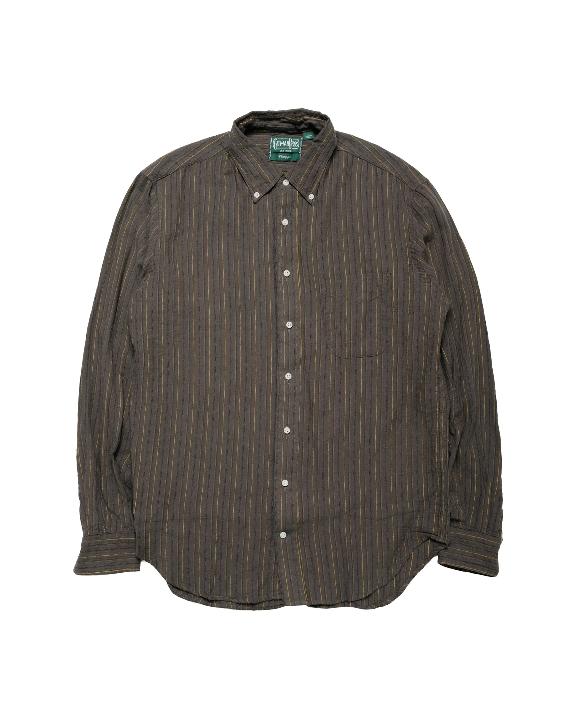 Olive Brushed Dobby Stripe Shirt - 1
