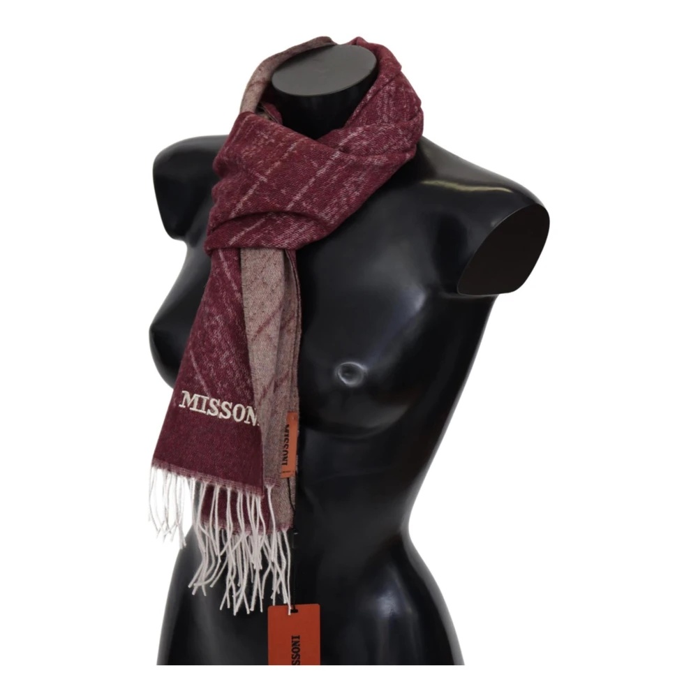 PATTERNED CASHMERE SCARF WITH LOGO EMBROIDERY - 3