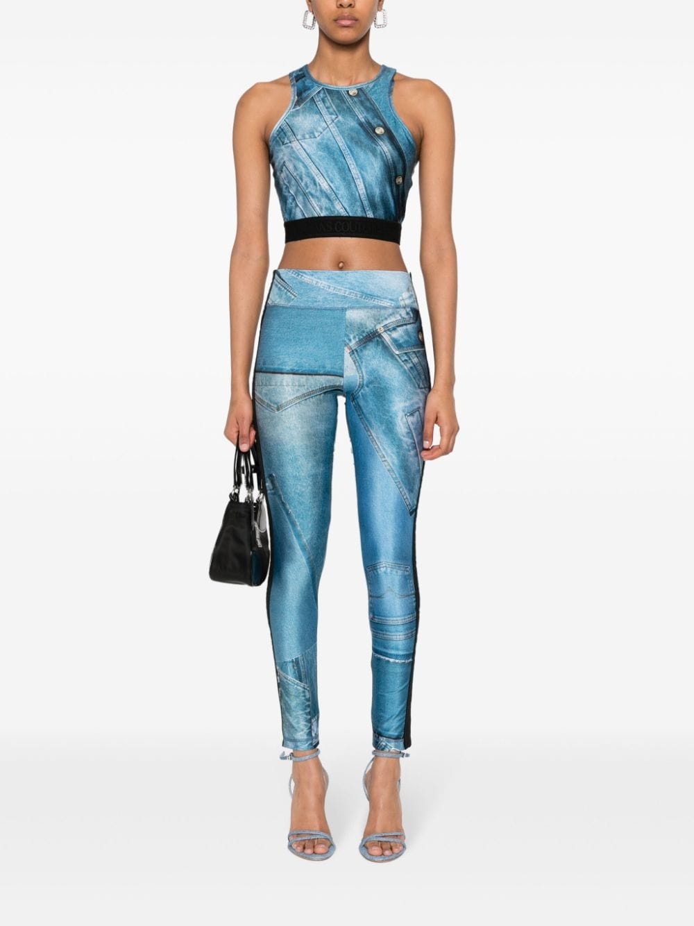 Patch Denim-print leggings - 2