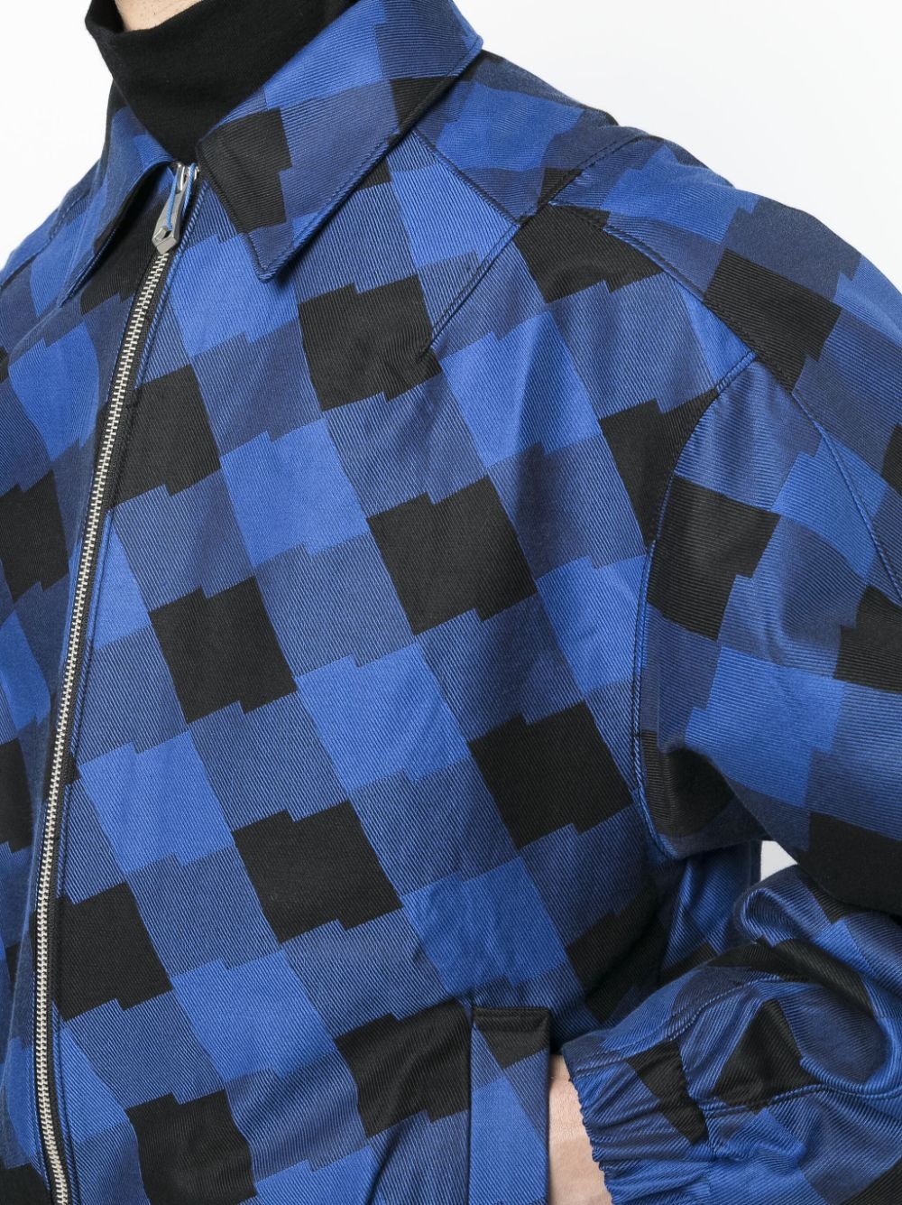 logo-patch checked bomber jacket - 5