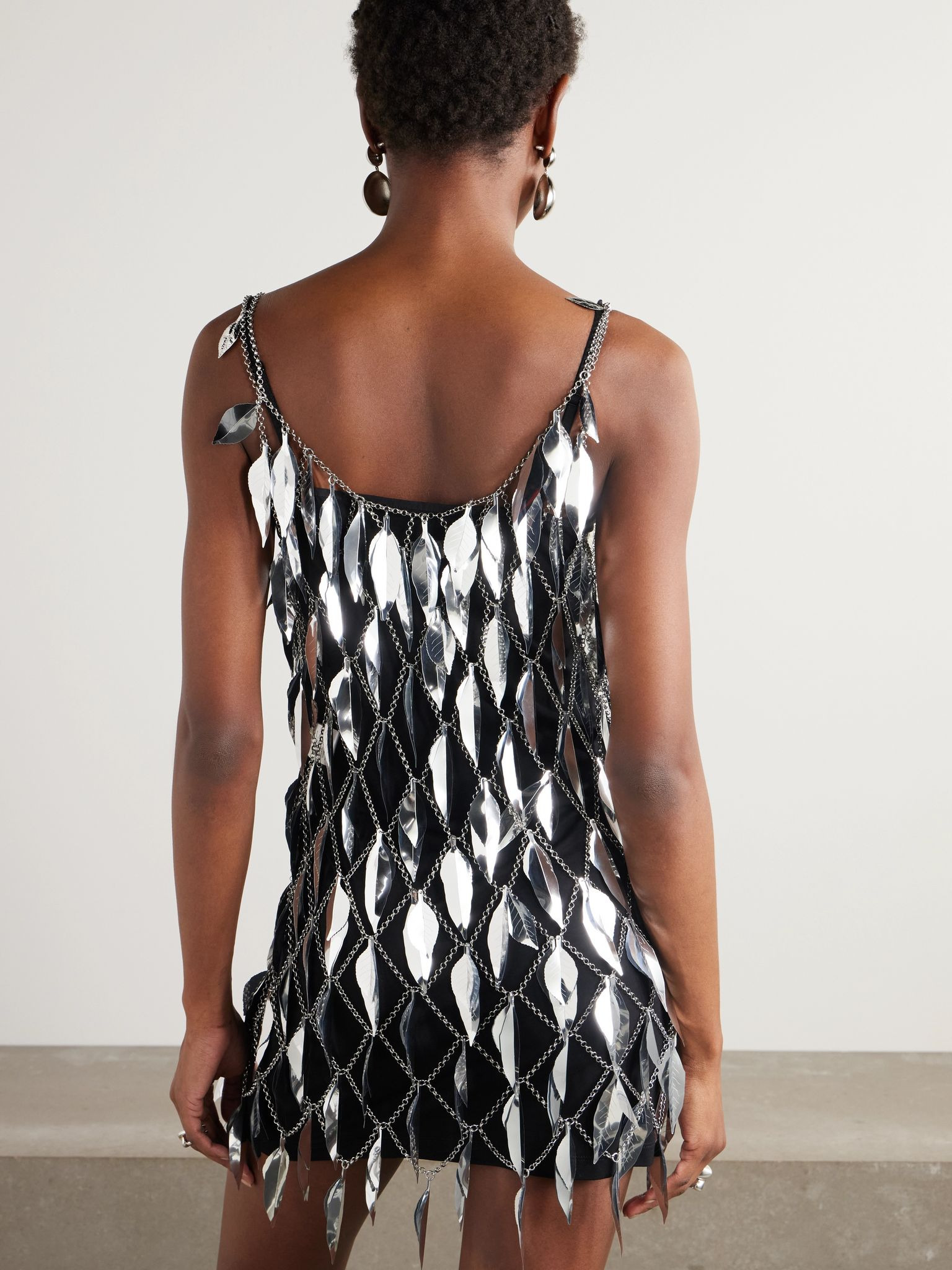 Chainmail and jersey mini dress Silver - 3