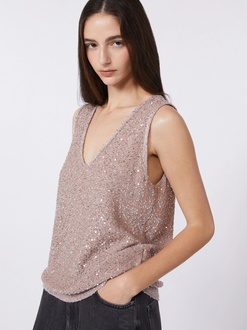 TEMPO Sleeveless jumper with sequins - ANTIQUE ROSE 5