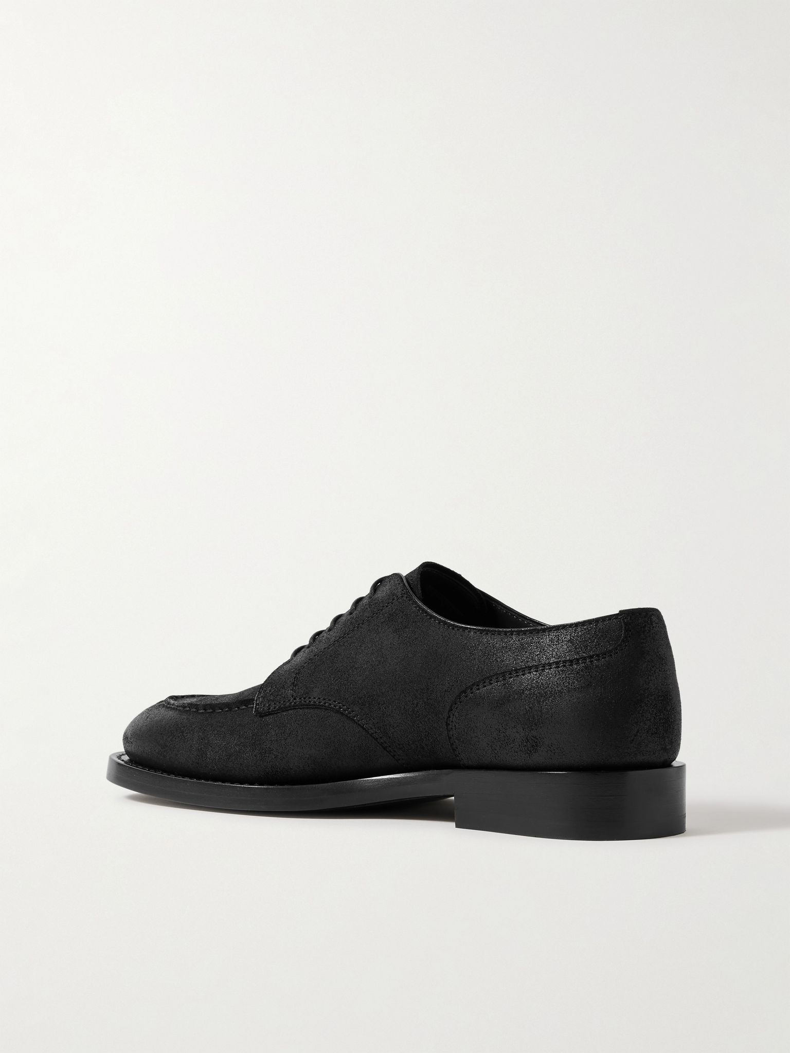 Waxed-Suede Derby Shoes Black - 4
