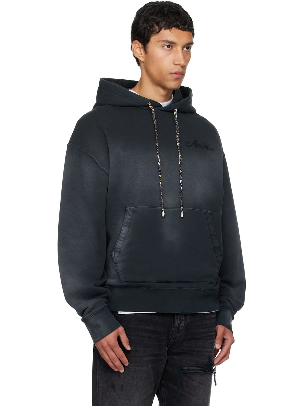 Black Bleach Bandana Hoodie - 2