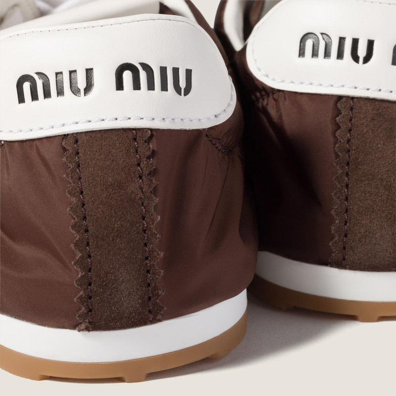 Miu Miu Plume technical fabric and suede sneakers outlook